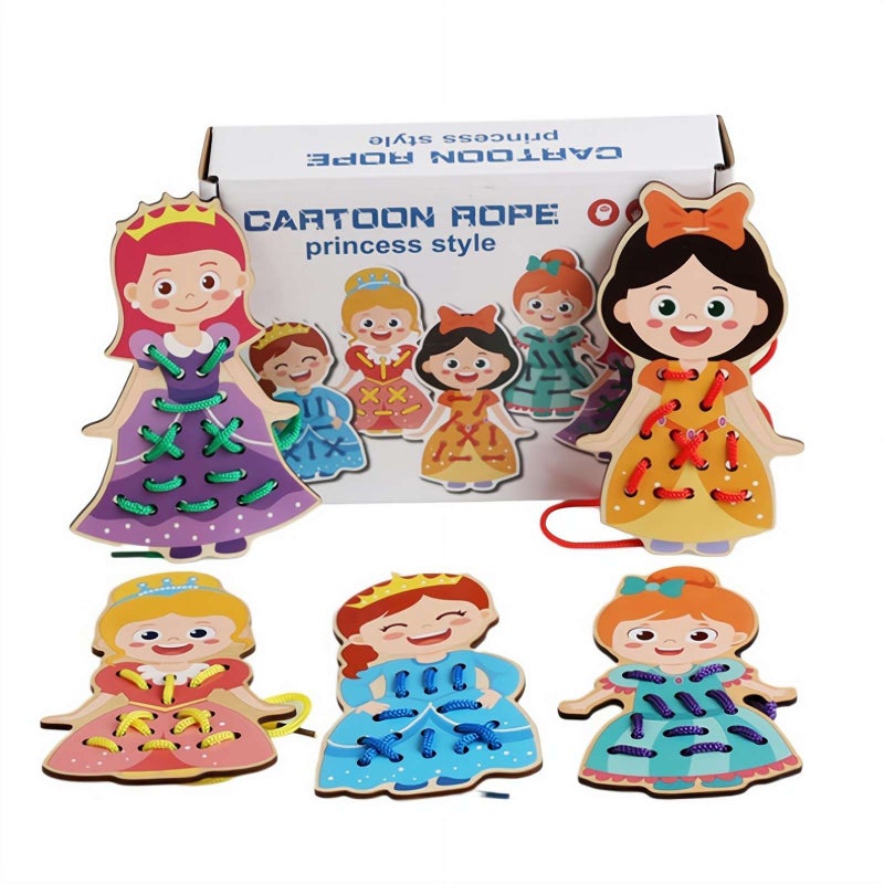 Wooden Lacing Threading Toys, Ropes Puzzle & Dementia Products, Sensory Activity Board, Memory Games and Jigsaw Puzzle Set for Caregivers Enhances Memory, Coordination, Focus - Image 1